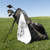 ホワイトゴルフヘッドカバー付きミュージックノート ゴルフタオル (グリーン)