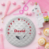 ホワイトゴルフボールパターン及びクラブ ペーパープレート (パーティー)