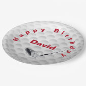 ホワイトゴルフボールパターン及びクラブ ペーパープレート (アングル)