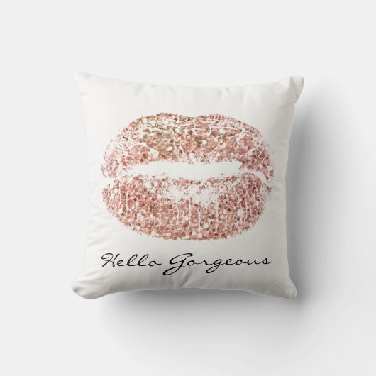 ホワイトゴージャススパークリピンクキスリップグリッター クッション (正面)