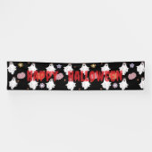 ホワイトゴースト & パンプキンバナー - ハロウィン飾り 横断幕 (横)