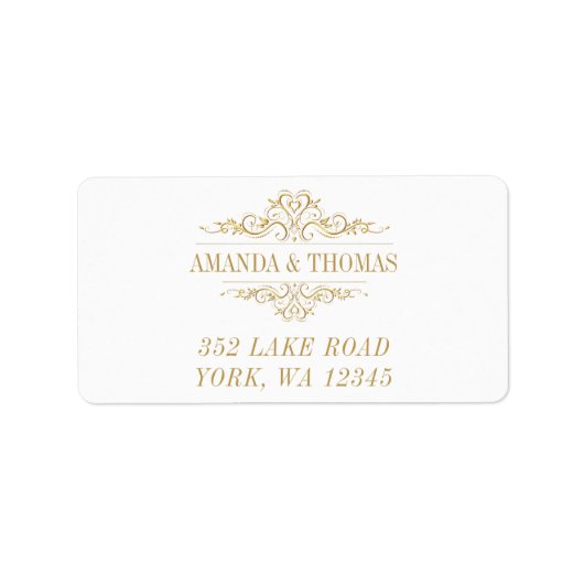 ホワイトゴールデンエレガントフレーム住所 シール (正面)