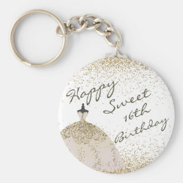 ホワイトゴールデンガーリーボールガウン甘い16誕生日 キーホルダー
