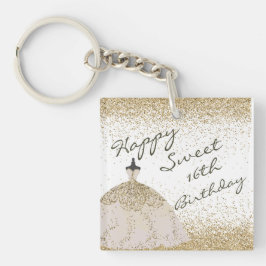 ホワイトゴールデンガーリーボールガウン甘い16誕生日K キーホルダー