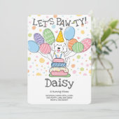 ホワイトゴールデンドルドッグバースデーパーティーの招待 招待状 (スタンド正面)