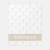 ホワイトゴールデンパーソナライズされたドードルドッグ フリースブランケット (正面)