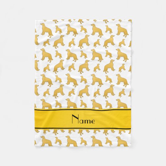 ホワイトゴールデンパーソナライズされたレトリバー犬の名前 フリースブランケット (正面)