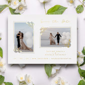 ホワイトゴールデンファンシーミニマリストの枝2枚の写真 箔招待状