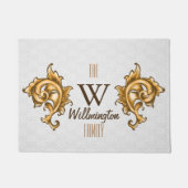 ホワイトゴールデンファンシーローレス家名 ドアマット (正面)