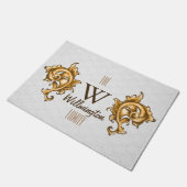 ホワイトゴールデンファンシーローレス家名 ドアマット (アングル)