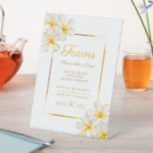 ホワイトゴールデンフランジパニ熱帯結婚式の引き出物 台座サイン (インサイチュ)