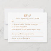 ホワイトゴールデンベージュゲスト選択ウェディングRSVPカード 出欠カード (正面)