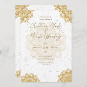 ホワイトゴールデンモダン招待状カード 招待状 (正面/裏面)