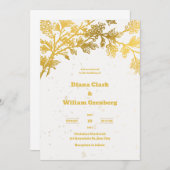 ホワイトゴールデンモダン結婚式招待状 招待状 (正面/裏面)