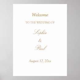 ホワイトゴールデン結婚ベージュの歓迎ポスター ポスター