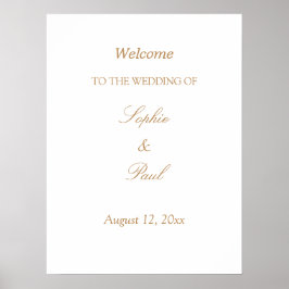 ホワイトゴールデン結婚ベージュの歓迎ポスター ポスター