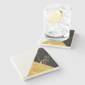 ホワイトゴールドおよび黒い大理石の石造りのコースター ストーンコースター (横)