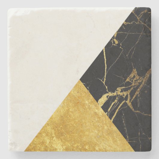 ホワイトゴールドおよび黒い大理石の石造りのコースター ストーンコースター (正面)