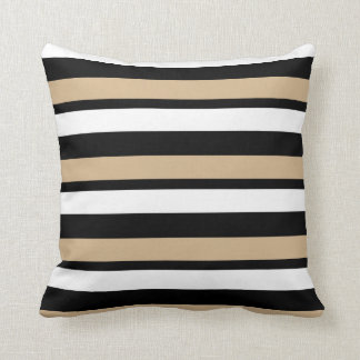 ホワイトゴールドおよび黒くストライプのな装飾用クッション クッション
