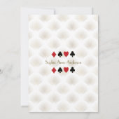 ホワイトゴールドのアートデコカジノポーカー ヴェガス バースデー 招待状 (裏面)