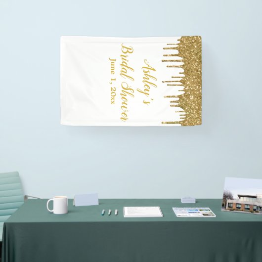 ホワイトゴールドのウェディングシャワーの背景 フォトブースの小道具 横断幕 (トレードショー)