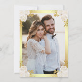 ホワイトゴールドのカトリック教会の結婚式の写真 サンキューカード (裏面)