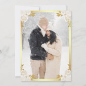 ホワイトゴールドのカトリック教会の結婚式の写真 セーブザデート (裏面)