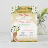ホワイトゴールドのキンセアニエラ メキシコのミス・キンセア 招待状 (スタンド正面)
