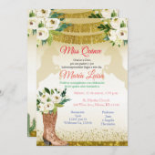 ホワイトゴールドのキンセアニエラ メキシコのミス・キンセア 招待状 (正面/裏面)