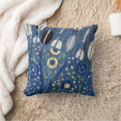 ホワイトゴールドのクリムトのアールヌーボーの青い枕 クッション (ブランケット)