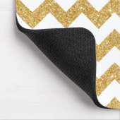 ホワイトゴールドのグリッターのジグザグ形のシェブロンエレガントなパターン マウスパッド (コーナー)