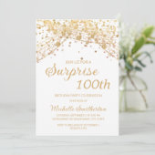 ホワイトゴールドのストリングライトで100歳の誕生日をお祝い 招待状 (スタンド正面)