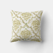 ホワイトゴールドのダマスク織のプリントのヴィンテージの一見の装飾用クッション クッション (裏面)