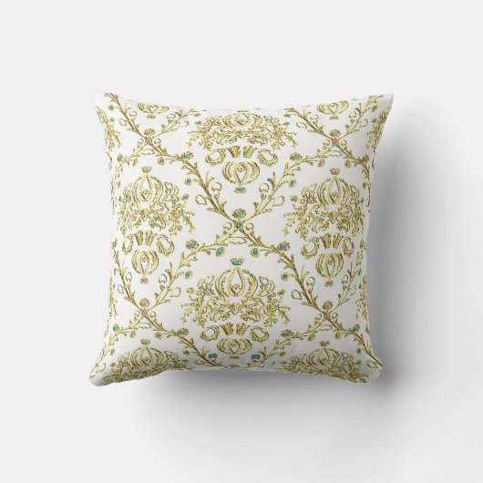 ホワイトゴールドのダマスク織のプリントのヴィンテージの一見の装飾用クッション クッション (裏面)