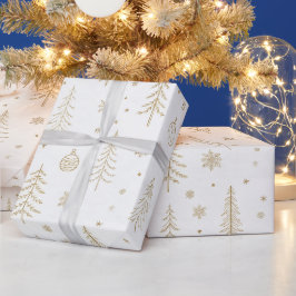 ホワイトゴールドのミニマリストクリスマス ラッピングペーパー