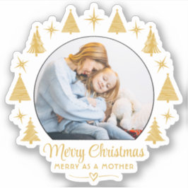 ホワイトゴールドのメリークリスマスマザーのフォト シール