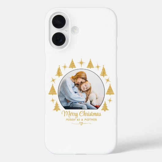 ホワイトゴールドのメリークリスマスマザー写真 Case-Mate iPhoneケース (裏面)