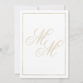 ホワイトゴールドのモノグラムイニシャル幾何学結婚式 招待状 (裏面)