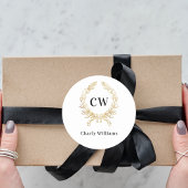 ホワイトゴールドのモノグラムイニシャル飾り枠 ラウンドシール