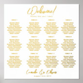 ホワイトゴールドの席次表 12テーブル 本物の箔 箔ポスター (正面)