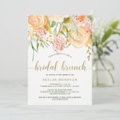 ホワイトゴールドの水彩花模様 | ブライダルブランチ 招待状 (スタンド正面)