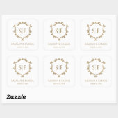 ホワイトゴールドの結婚式の引出物スクエアステッカー スクエアシール (シート)