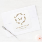 ホワイトゴールドの結婚式の引出物スクエアステッカー スクエアシール (封筒)