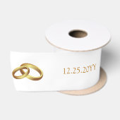 ホワイトゴールドの結婚式リボン 名入れ サテンリボン (リール)