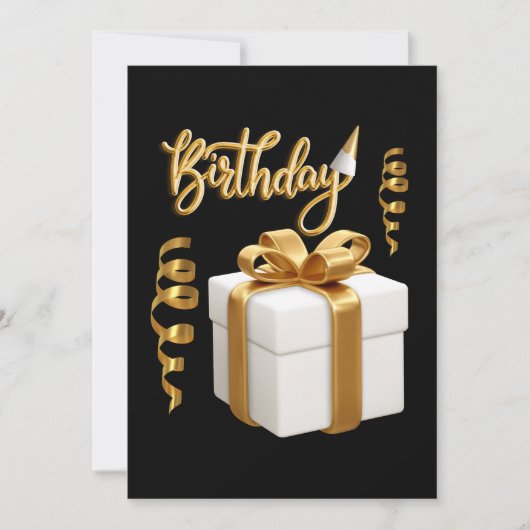 ホワイトゴールドの誕生日招待状 招待状 (正面)