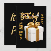 ホワイトゴールドの誕生日招待状 招待状 (正面/裏面)