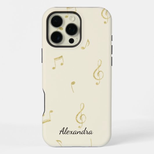ホワイトゴールドの音符   iPhoneケース (裏面)
