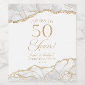 ホワイトゴールドアゲート 50周年 結婚記念日 パーティー ワインラベル (シングルラベル)
