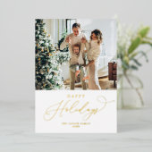 ホワイトゴールドエレガントフォイルハッピーホリデーズクリスマス 箔シーズンカード (立ち正面)