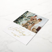 ホワイトゴールドエレガントフォイルハッピーホリデーズクリスマス 箔シーズンカード (回転した状態)